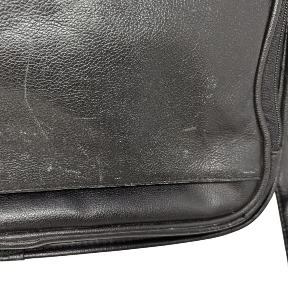 Vintage Dell Black All Leather Laptop Briefcase Messenger Bag Carry On
